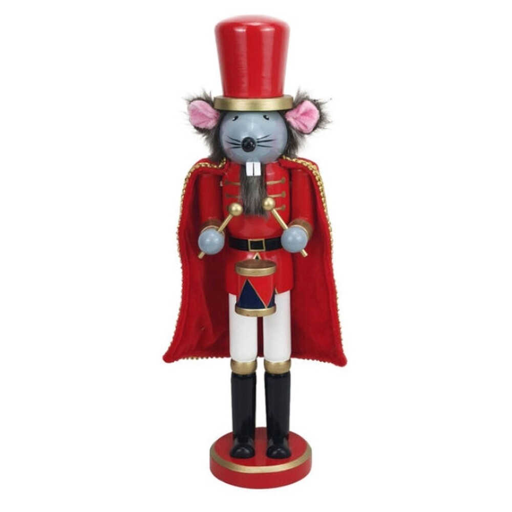 Wooden Christmas Nutcracker,15", KING OF MICE,MOUSE IN RED & GOLD CAPE & HAT,P&T